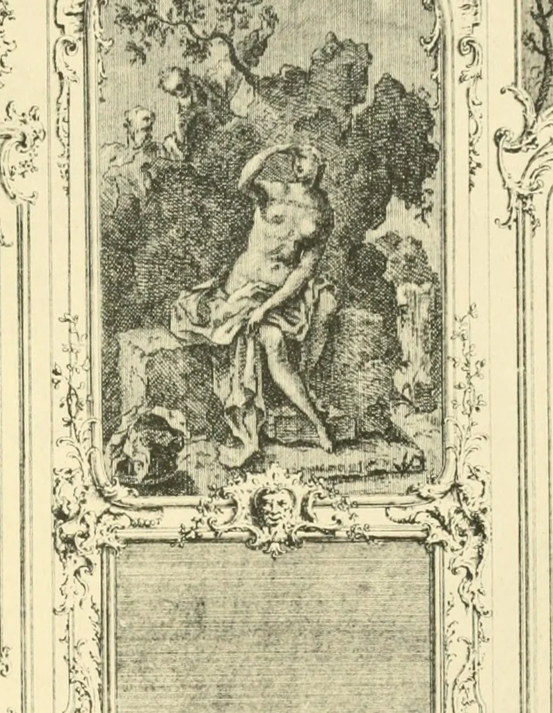 An illustration from L'uvre de De Cuvilliès : époque Louis XV : nouveau livre de plafonds, 1900, leaf 60