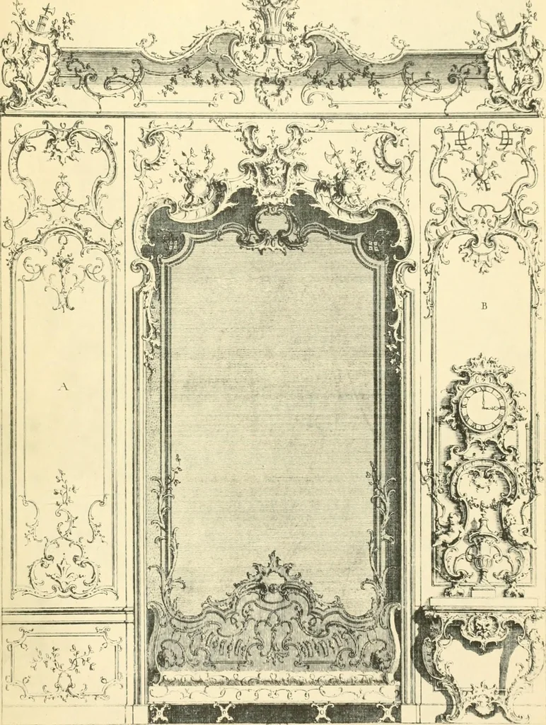 An illustration from L'uvre de De Cuvilliès : époque Louis XV : nouveau livre de plafonds, 1900, leaf 62