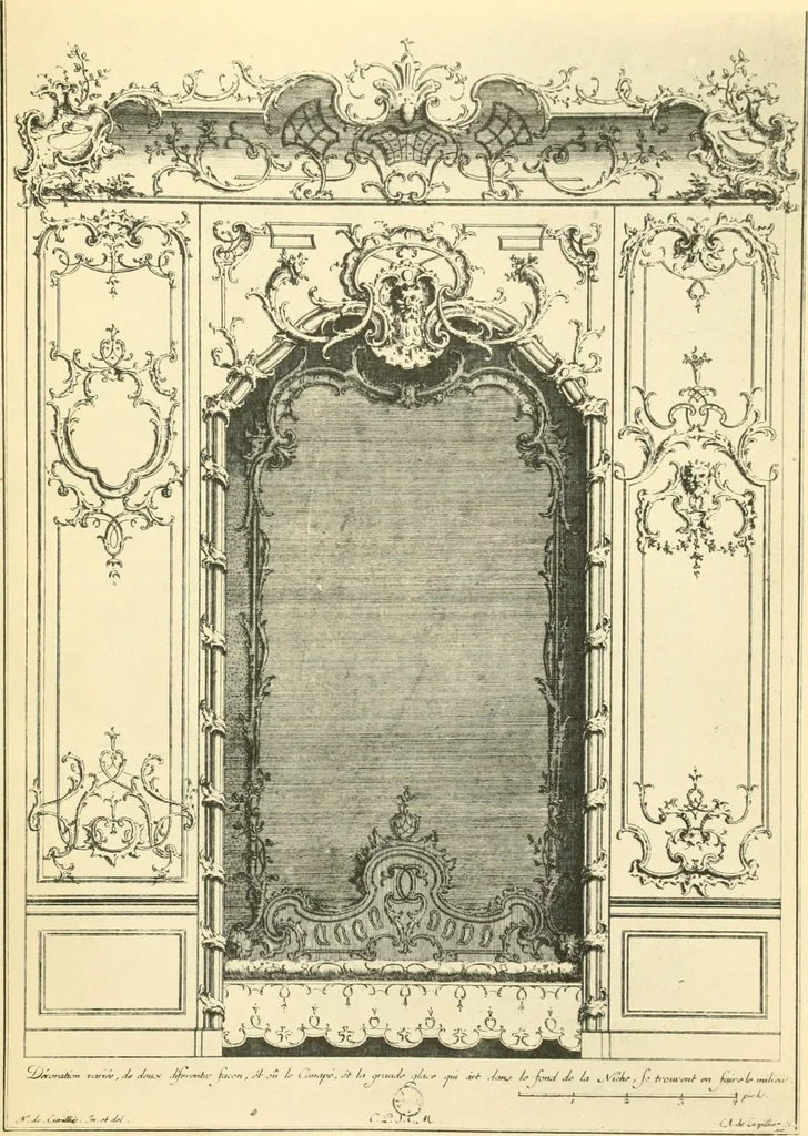 An illustration from L'uvre de De Cuvilliès : époque Louis XV : nouveau livre de plafonds, 1900, leaf 64