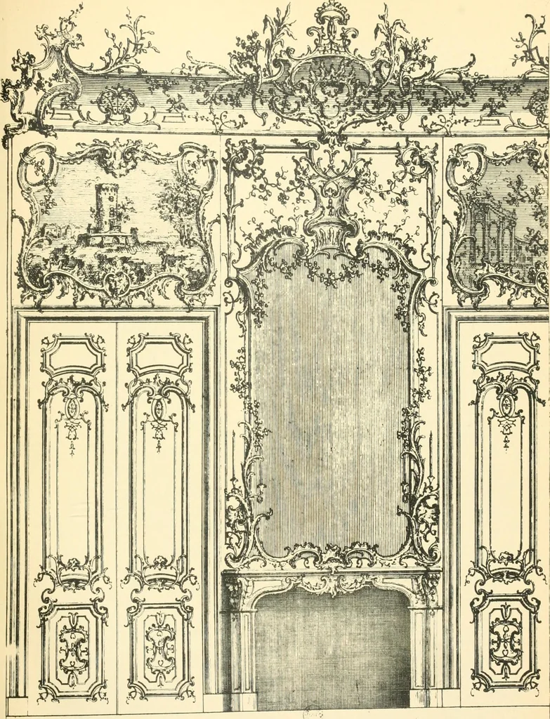 An illustration from L'uvre de De Cuvilliès : époque Louis XV : nouveau livre de plafonds, 1900, leaf 66