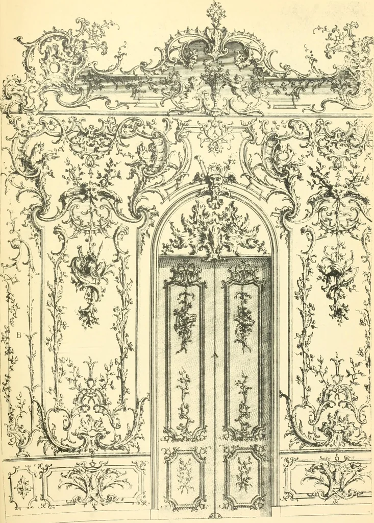An illustration from L'uvre de De Cuvilliès : époque Louis XV : nouveau livre de plafonds, 1900, leaf 72