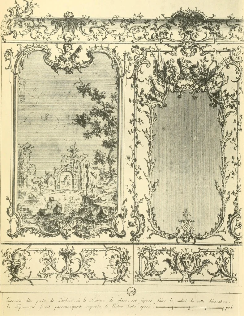 An illustration from L'uvre de De Cuvilliès : époque Louis XV : nouveau livre de plafonds, 1900, leaf 74