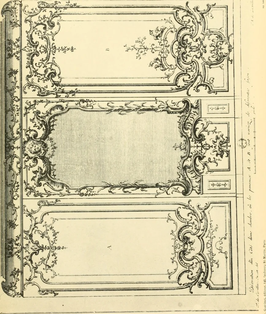 An illustration from L'uvre de De Cuvilliès : époque Louis XV : nouveau livre de plafonds, 1900, leaf 90