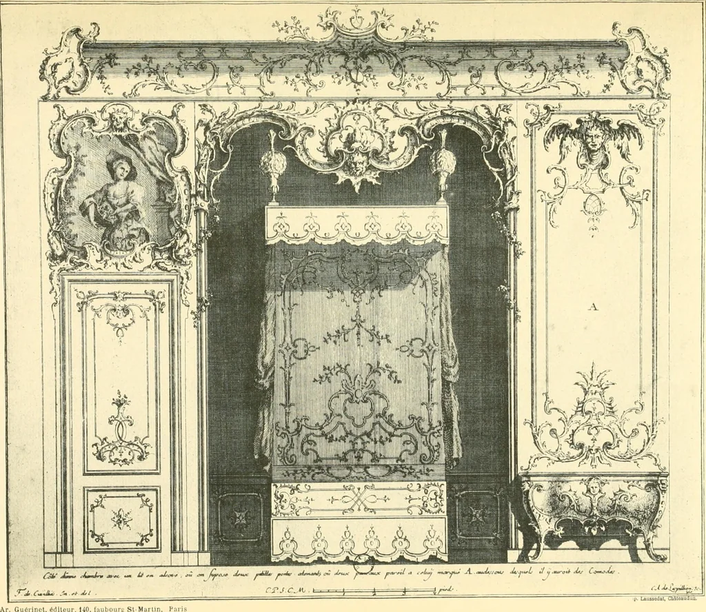 An illustration from L'uvre de De Cuvilliès : époque Louis XV : nouveau livre de plafonds, 1900, leaf 92