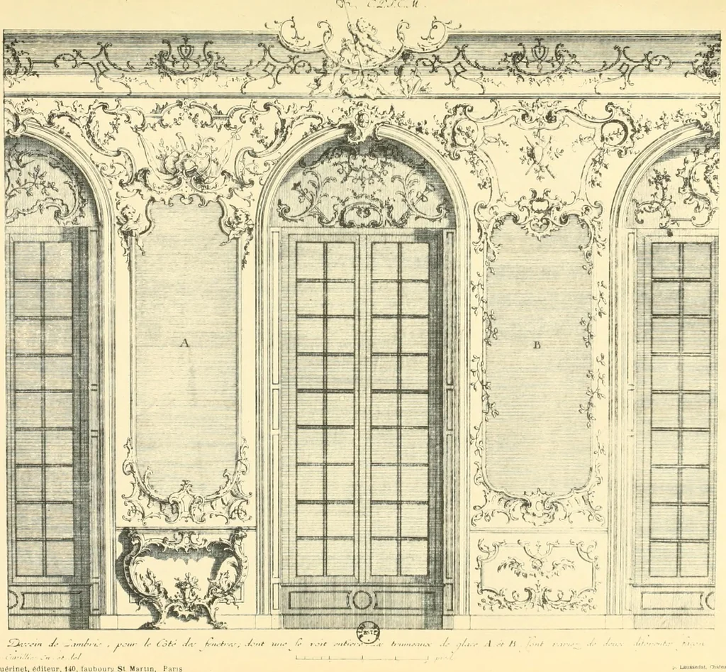 An illustration from L'uvre de De Cuvilliès : époque Louis XV : nouveau livre de plafonds, 1900, leaf 96