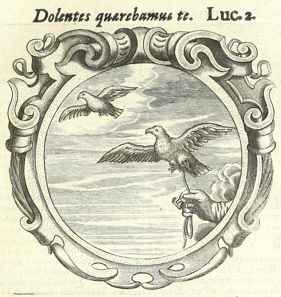 An illustration from Lux evangelica sub velum sacrorum emblematum recondita in anni dominicas : selecta historia & morali doctrina variè adumbrata, 1651, leaf 69