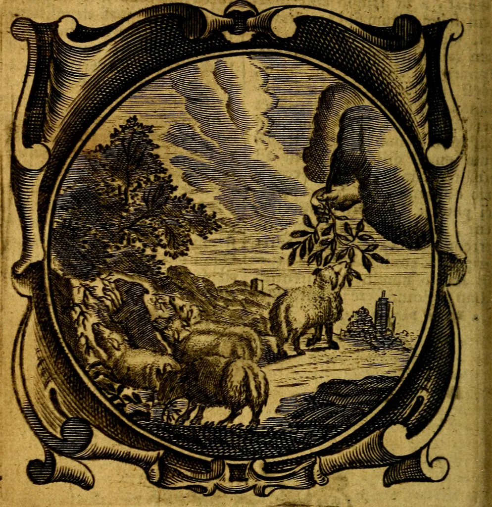 An illustration from Lux evangelica sub velum sacrorum emblematum recondita in anni dominicas, selecta historia & morali doctrina varie adumbrata, 1655, leaf 397