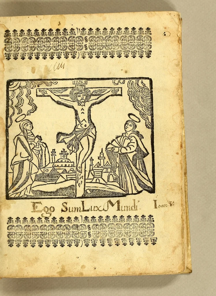 An illustration from Luz, methodo, de confesar idolatras [sic], y destierro de idolatrias, debajo del tratado siguiente. : Tratado de avisos, y puntos importantes, de la abominable seta de la idolatria, para examinar por ellos el penitente en el fuero interior de la conciencia, y exterior judicial ..., 1692, leaf 5