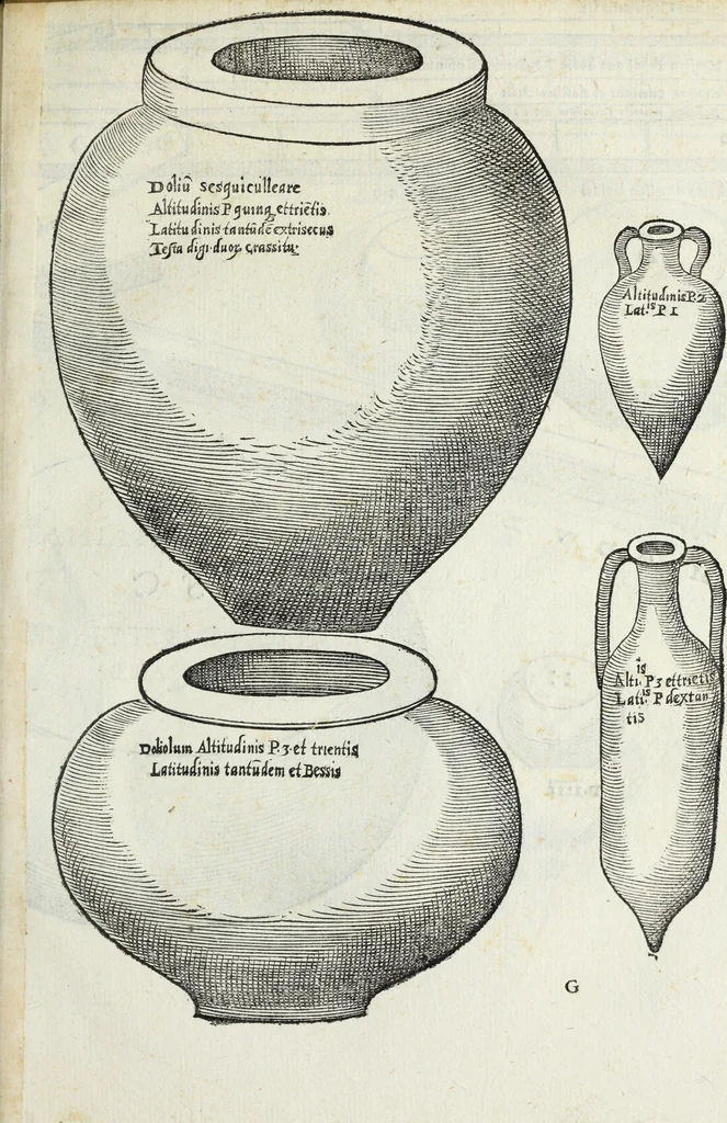 An illustration from Lvcae Paeti ivrisconsvl. De mensvribus et ponderibvs romanis et graecis : cum his qvae hodie Romae svnt collatis libri qvinqve : eivsdem variarvm lectionvm liber vnvs, 1573, leaf 108