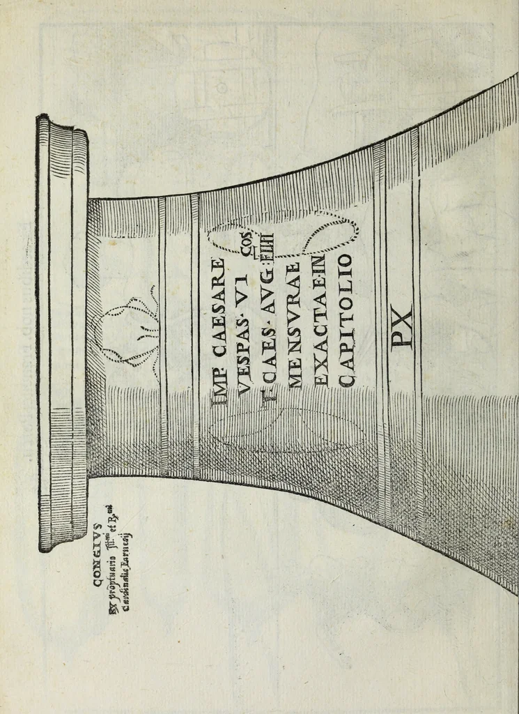 An illustration from Lvcae Paeti ivrisconsvl. De mensvribus et ponderibvs romanis et graecis : cum his qvae hodie Romae svnt collatis libri qvinqve : eivsdem variarvm lectionvm liber vnvs, 1573, leaf 113