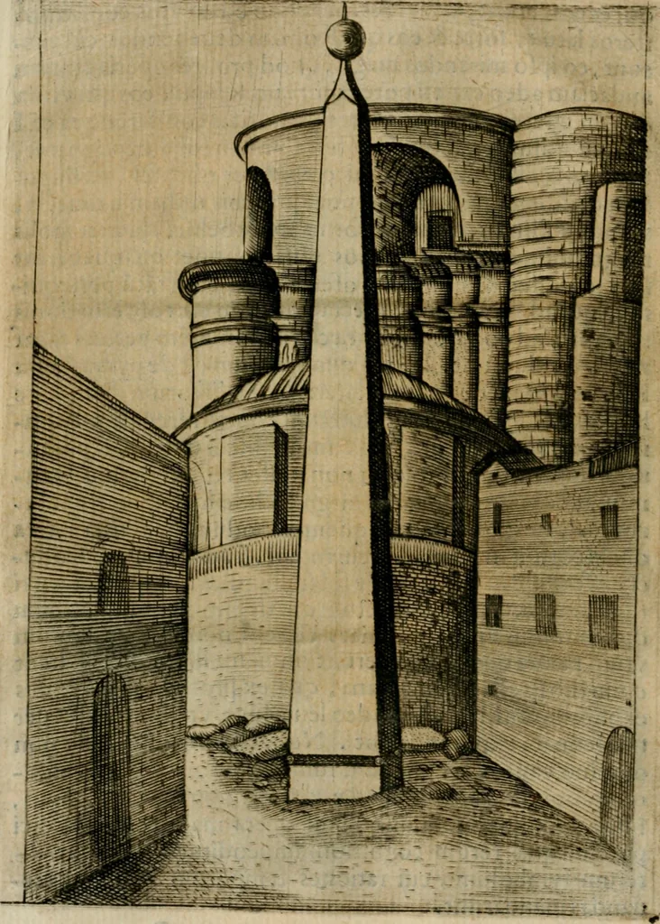 An illustration from Lvdovici Demontiosii Gallvs Romae hospes : vbi multa antiquorum monimenta explicantur, pars pristinae formae restituuntur : opus in quinque partes tributum, 1585, leaf 19