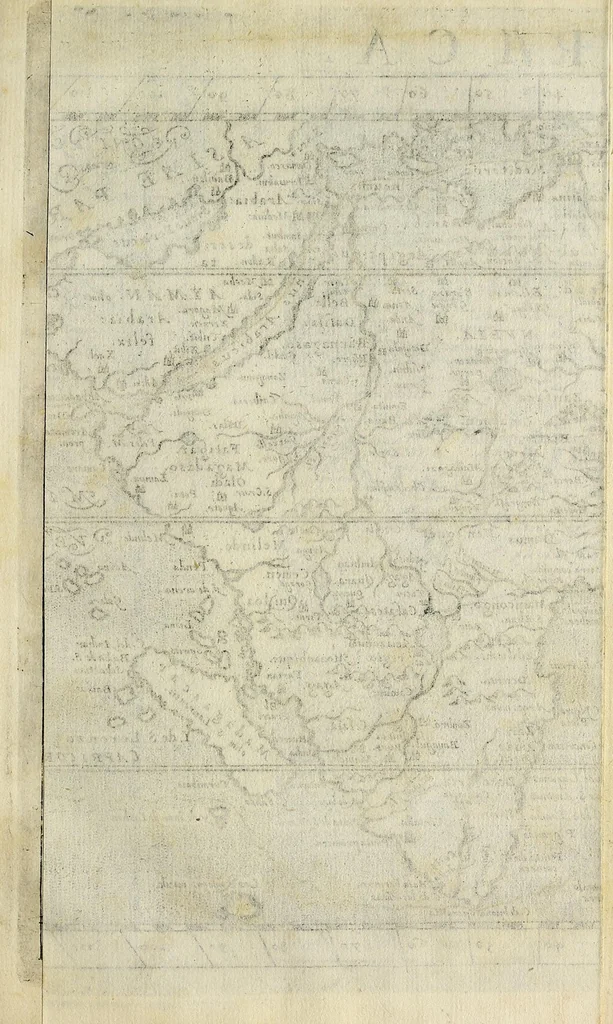 An illustration from L'vniversale fabrica del mondo, overo Cosmografia dell'ecc. Gio. Lorenzo d'Anania, diuisa in quattro trattati ... Di nuouo ornata con le figure delle quattro parti del mondo in rame: et dal medesimo auttore con infinite aggiuntioni per ogni parte dell' opera ampliata .., 1596, leaf 69