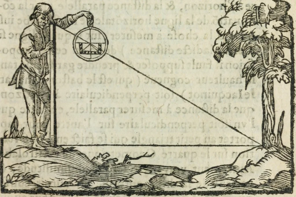 An illustration from L'vsage de l'vn et l'avtre astrolabe particvlier et vniversel. Expliqué tant en la declaration de leurs parties, qu'exposition fidelle & facile de leur practique en astronomie & geometrie, 1625, leaf 386