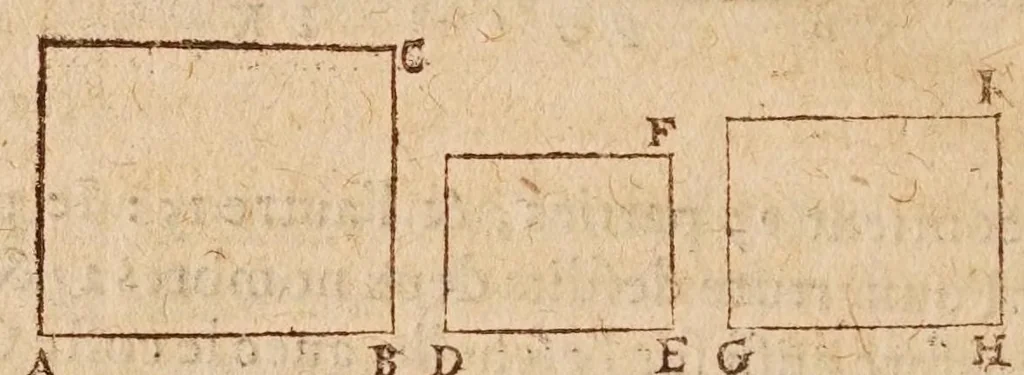 An illustration from L'vsage dv mecometre : qvi est vn instrvment geometrique, auec lequel on peut tres-facilement mesurer toutes sortes de longueurs & distances visibles : prendre & rapporter au petit pied le plan des villes, chasteaux & autres places : trasser tant sur le papier que sur la terre telles figures & fortifications qu'on voudra : faire toutes sortes de cartes tant geographiques que chorographiques : & pratiques toutes les autres operations d'arithmetique & de geometrie, qui se pratiquent auec le compas de proportion, la regle proportionelle, le graphometre & la boussole, 1630, leaf 102