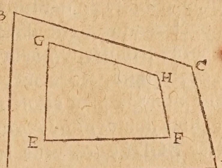 An illustration from L'vsage dv mecometre : qvi est vn instrvment geometrique, auec lequel on peut tres-facilement mesurer toutes sortes de longueurs & distances visibles : prendre & rapporter au petit pied le plan des villes, chasteaux & autres places : trasser tant sur le papier que sur la terre telles figures & fortifications qu'on voudra : faire toutes sortes de cartes tant geographiques que chorographiques : & pratiques toutes les autres operations d'arithmetique & de geometrie, qui se pratiquent auec le compas de proportion, la regle proportionelle, le graphometre & la boussole, 1630, leaf 167