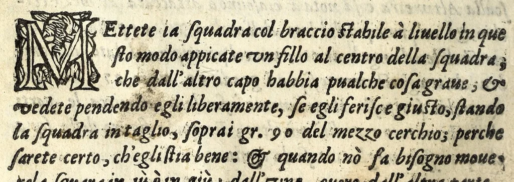 An illustration from L'vso della squadra mobile : con la quale per teorica, & pratica si misura geometricamente ogni distanza, altezza, e profondità : s'impara à perticare, liuellare, et pigliare in disegno le città, paesi, et prouincie : il tutto con le sue dimostrationi intagliate in rame, 1615, leaf 42