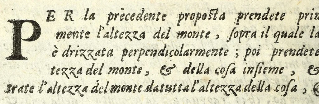 An illustration from L'vso della squadra mobile : con la quale per teorica, & pratica si misura geometricamente ogni distanza, altezza, e profondità : s'impara à perticare, liuellare, et pigliare in disegno le città, paesi, et prouincie : il tutto con le sue dimostrationi intagliate in rame, 1615, leaf 58