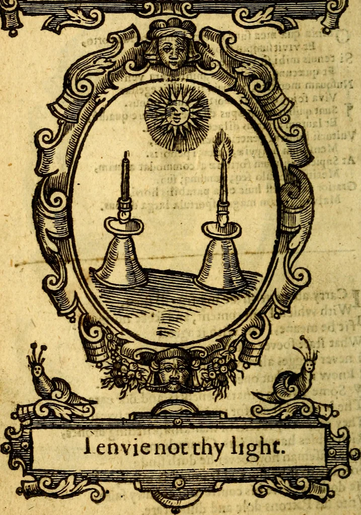 An illustration from Lychnocausia : sive Moralia facum emblemata : lights, morall emblems, 1638, leaf 107
