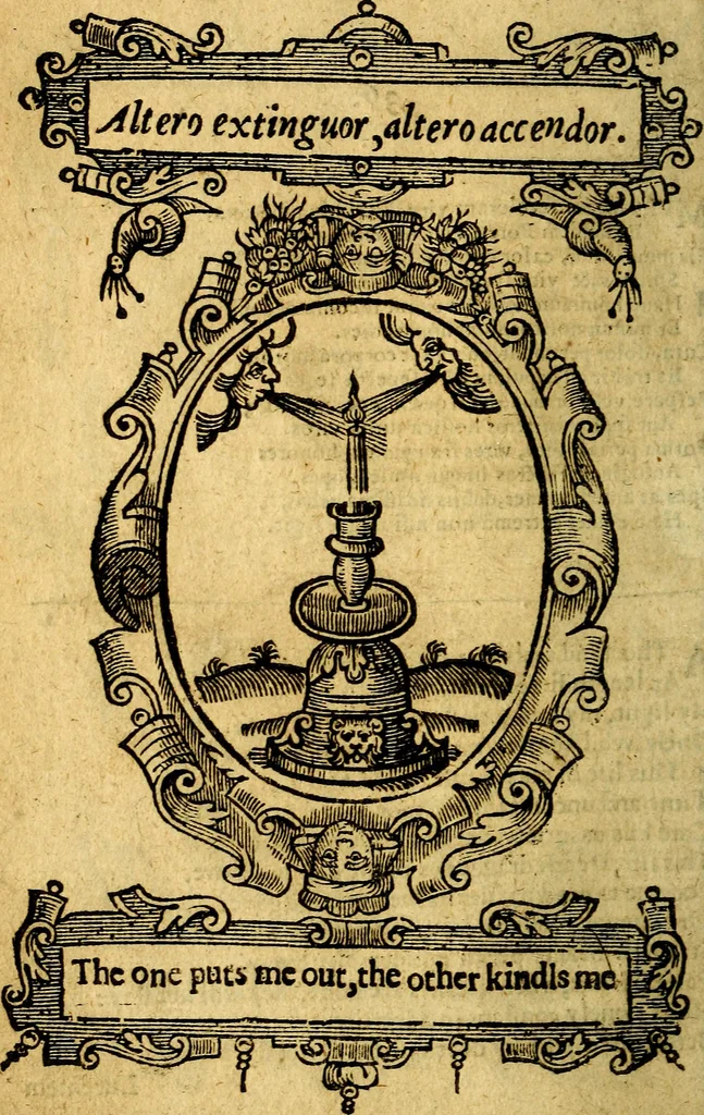 An illustration from Lychnocausia : sive Moralia facum emblemata : lights, morall emblems, 1638, leaf 113