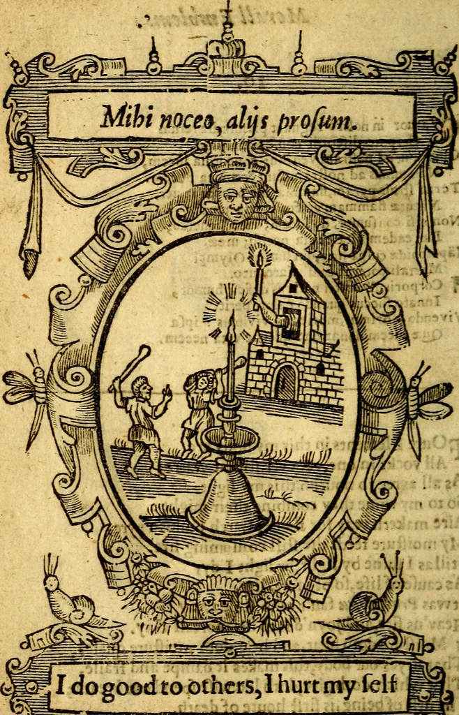 An illustration from Lychnocausia : sive Moralia facum emblemata : lights, morall emblems, 1638, leaf 61