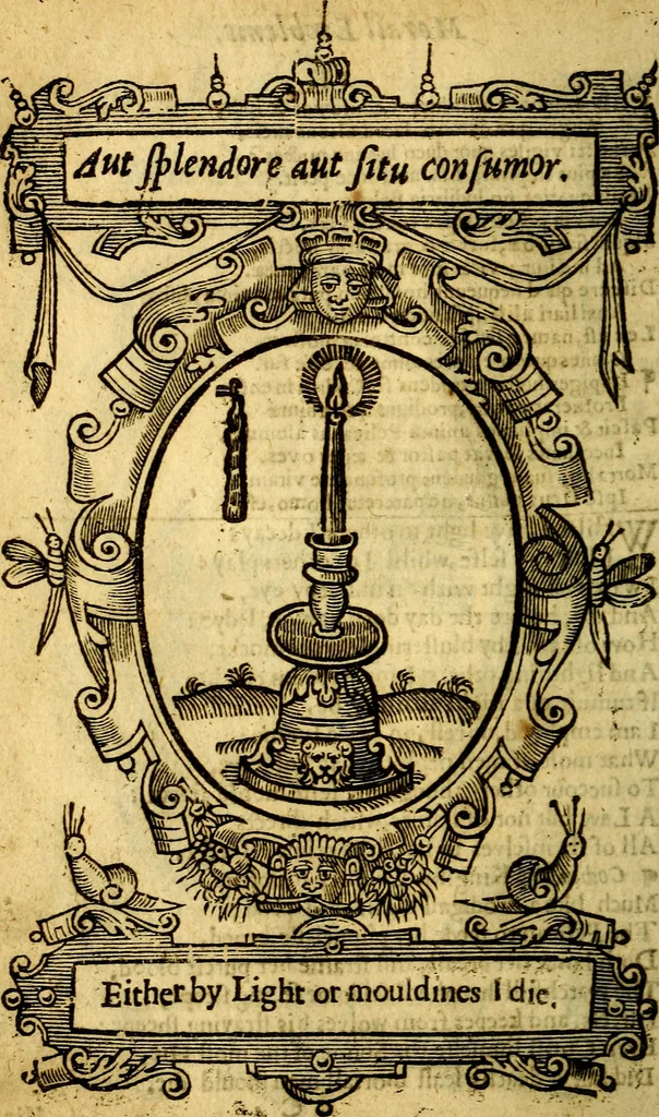 An illustration from Lychnocausia : sive Moralia facum emblemata : lights, morall emblems, 1638, leaf 63