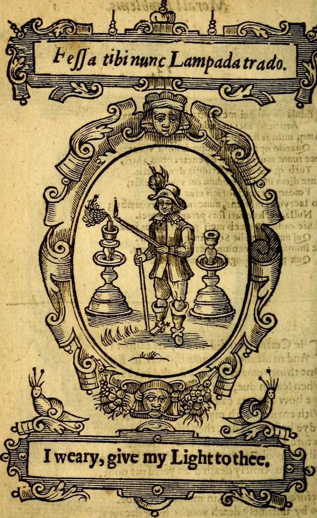 An illustration from Lychnocausia : sive Moralia facum emblemata : lights, morall emblems, 1638, leaf 67