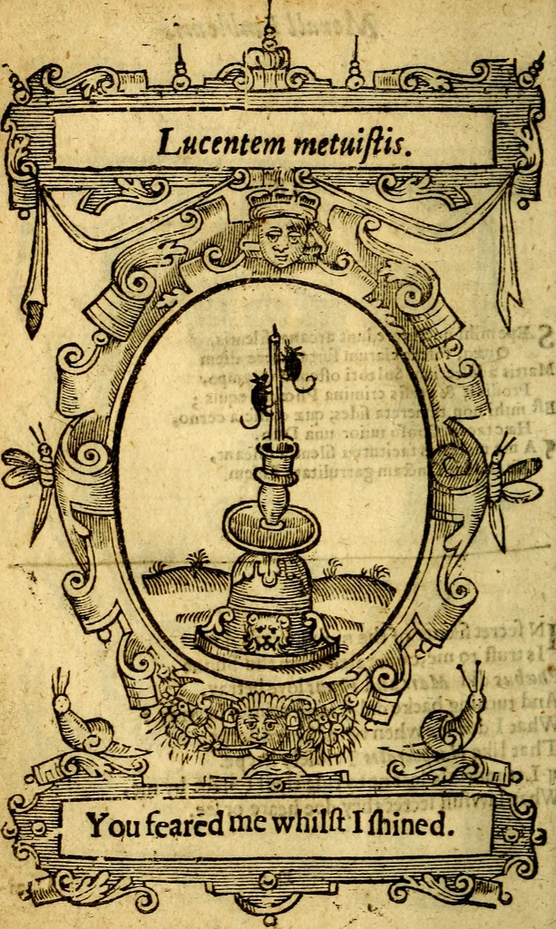 An illustration from Lychnocausia : sive Moralia facum emblemata : lights, morall emblems, 1638, leaf 77