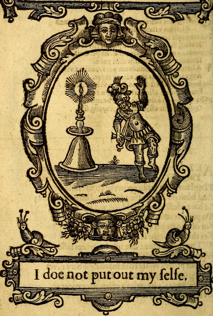An illustration from Lychnocausia : sive Moralia facum emblemata : lights, morall emblems, 1638, leaf 97