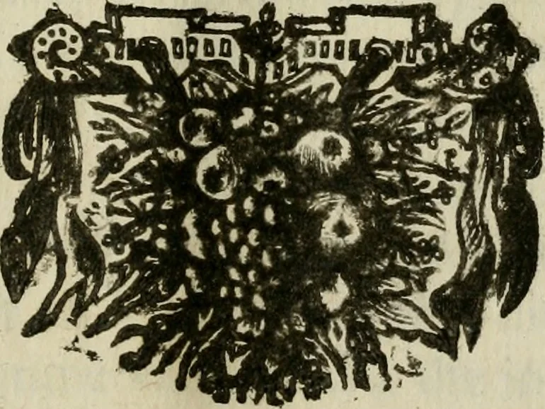 An illustration from Lyk-predicatie op de begravenisse van Hare Hoogheit, mevrouwe de Princesse Douariere d'Orange, geschiet by avont, met solemnele stacy, den 21. van winter-maand, 1675 : na haar salig overlyden op den 8. van herfst-maant, in 't 74. jaar des ouderdoms : gedaan daags daar aan, op de groote zaal van haar hof in 's Gravenhage, op ordre en in 't bywesen Harer Hoogheden de doorlugtige nakomelingen en erven, 1676, leaf 44