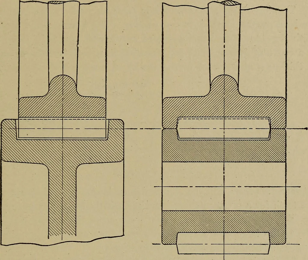 An illustration from Machine design; a manual of practical instruction in designing machinery for specific purposes, including specifications for belts, screws, pins, gears, etc., and many working hints as to operation and care of machines, 1918, leaf 148