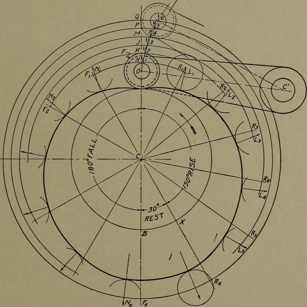 An illustration from Machine drawing, a practical guide to the standard methods of graphical representation of machines, including complete detail drawings of a duplex pump and of a direct-current generator, 1920, leaf 106