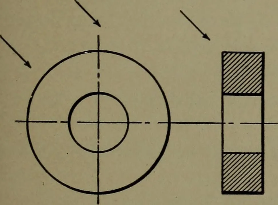An illustration from Machine drawing, a practical guide to the standard methods of graphical representation of machines, including complete detail drawings of a duplex pump and of a direct-current generator, 1920, leaf 20