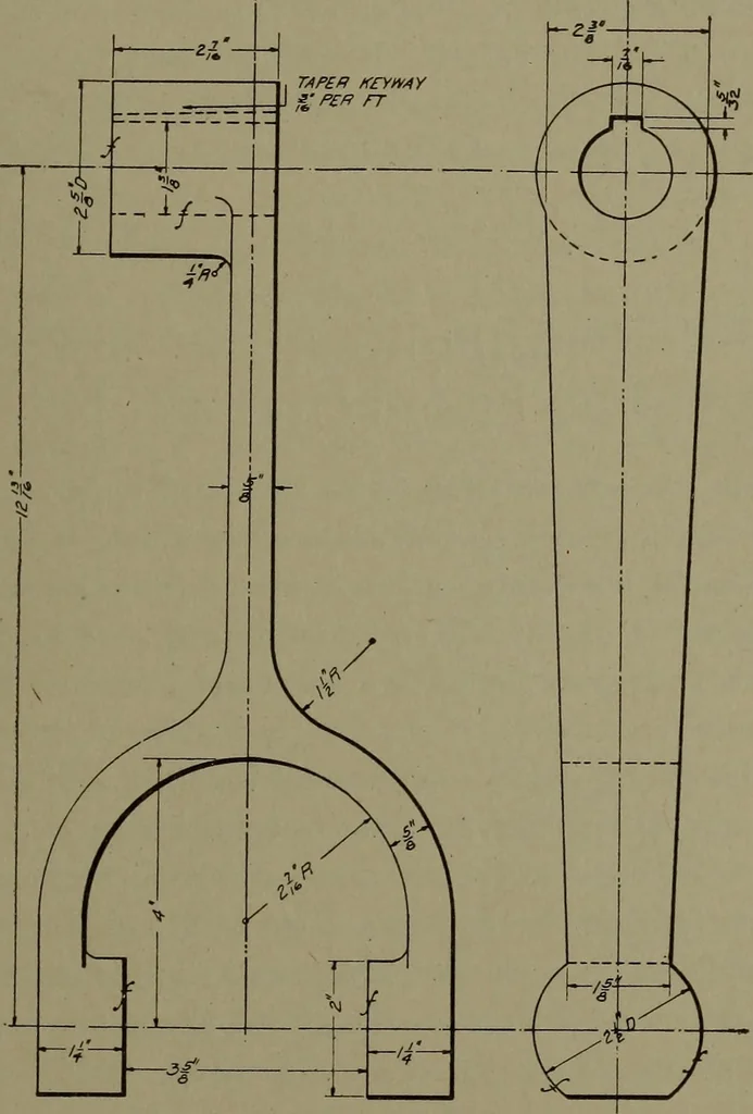 An illustration from Machine drawing, a practical guide to the standard methods of graphical representation of machines, including complete detail drawings of a duplex pump and of a direct-current generator, 1920, leaf 40