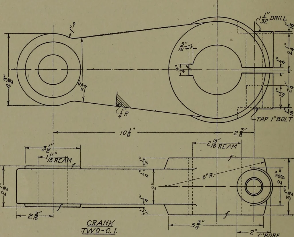 An illustration from Machine drawing, a practical guide to the standard methods of graphical representation of machines, including complete detail drawings of a duplex pump and of a direct-current generator, 1920, leaf 51