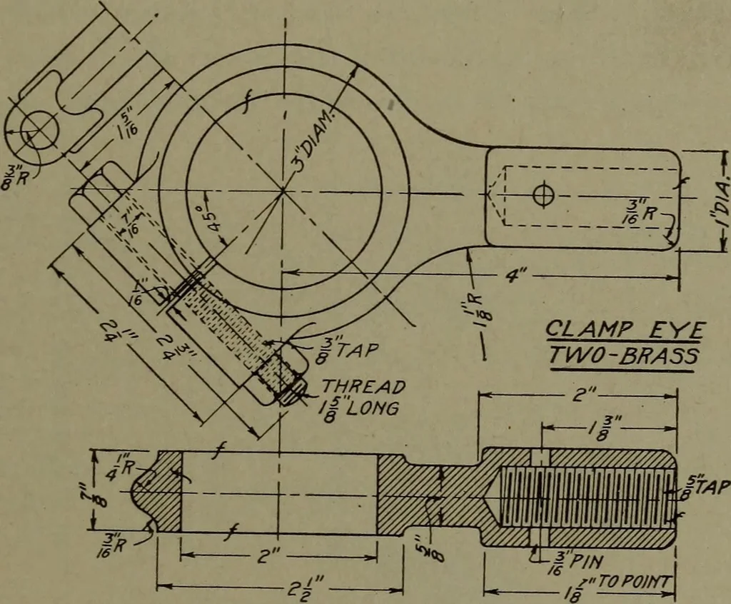 An illustration from Machine drawing, a practical guide to the standard methods of graphical representation of machines, including complete detail drawings of a duplex pump and of a direct-current generator, 1920, leaf 56