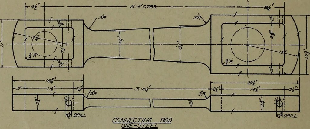 An illustration from Machine drawing, a practical guide to the standard methods of graphical representation of machines, including complete detail drawings of a duplex pump and of a direct-current generator, 1920, leaf 57