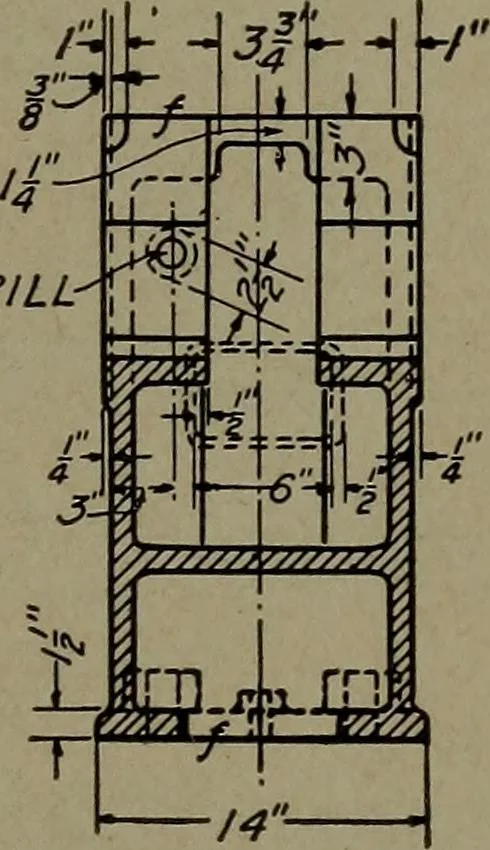 An illustration from Machine drawing, a practical guide to the standard methods of graphical representation of machines, including complete detail drawings of a duplex pump and of a direct-current generator, 1920, leaf 72