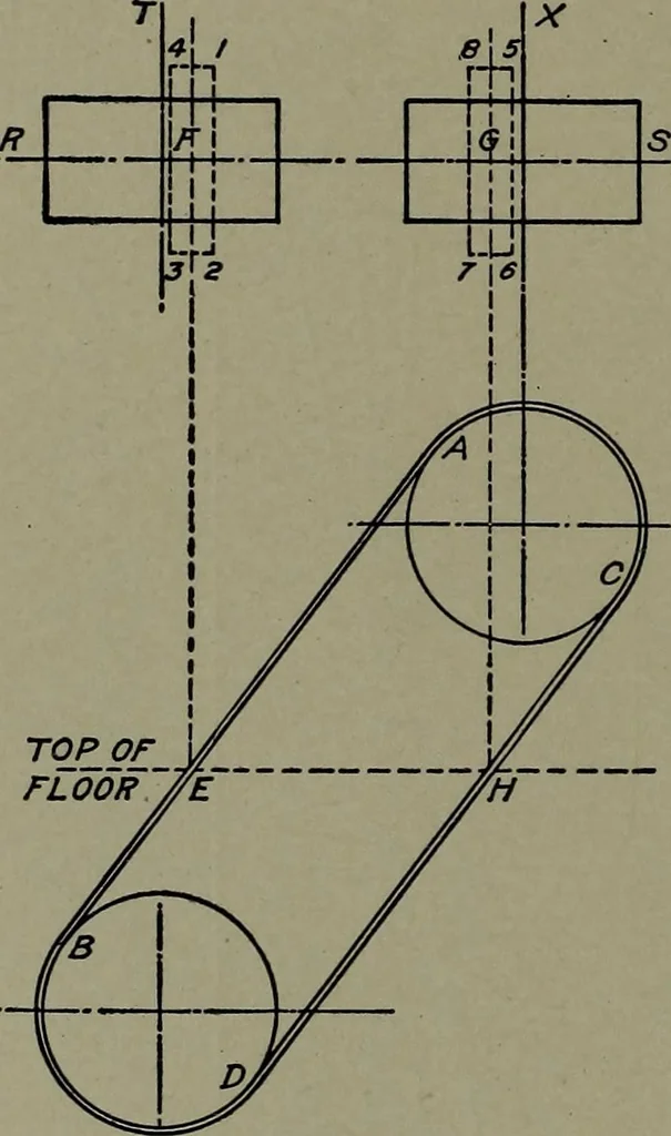 An illustration from Machine drawing; a practical guide to the standard methods of graphical representation of machines, including complete detail drawings of a duplex pump and of a direct-current generator, 1914, leaf 141