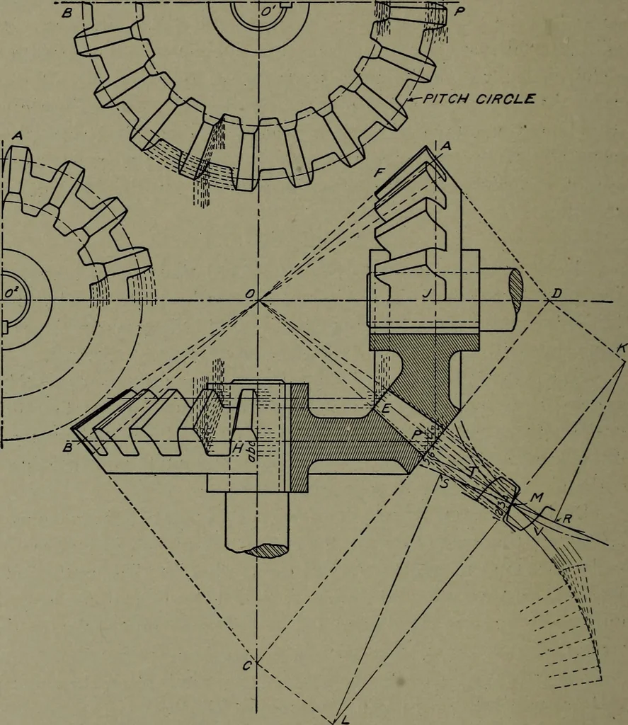 An illustration from Machine drawing; a practical guide to the standard methods of graphical representation of machines, including complete detail drawings of a duplex pump and of a direct-current generator, 1914, leaf 159