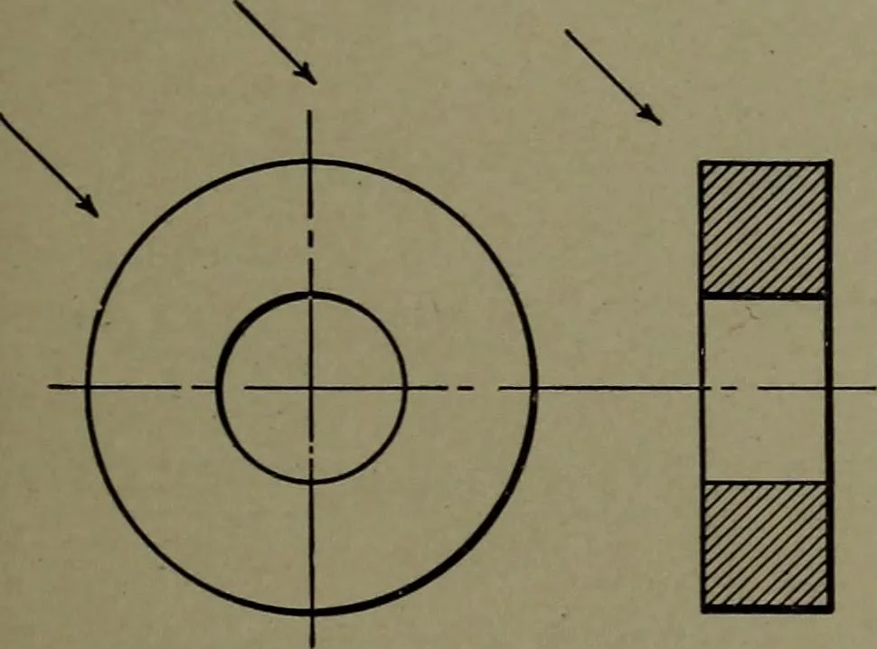 An illustration from Machine drawing; a practical guide to the standard methods of graphical representation of machines, including complete detail drawings of a duplex pump and of a direct-current generator, 1914, leaf 20