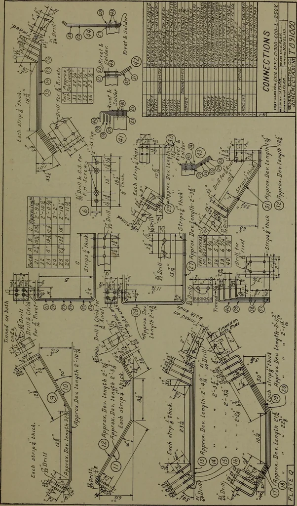 An illustration from Machine drawing; a practical guide to the standard methods of graphical representation of machines, including complete detail drawings of a duplex pump and of a direct-current generator, 1914, leaf 276
