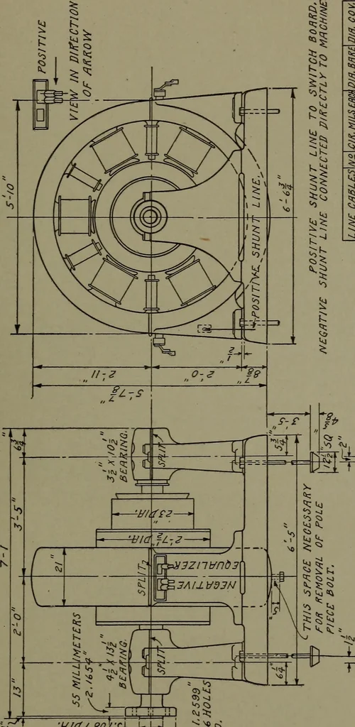 An illustration from Machine drawing; a practical guide to the standard methods of graphical representation of machines, including complete detail drawings of a duplex pump and of a direct-current generator, 1914, leaf 278