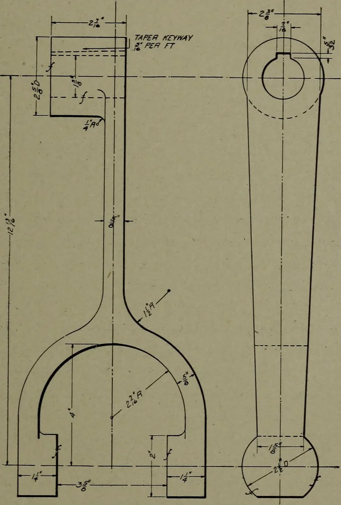 An illustration from Machine drawing; a practical guide to the standard methods of graphical representation of machines, including complete detail drawings of a duplex pump and of a direct-current generator, 1914, leaf 40