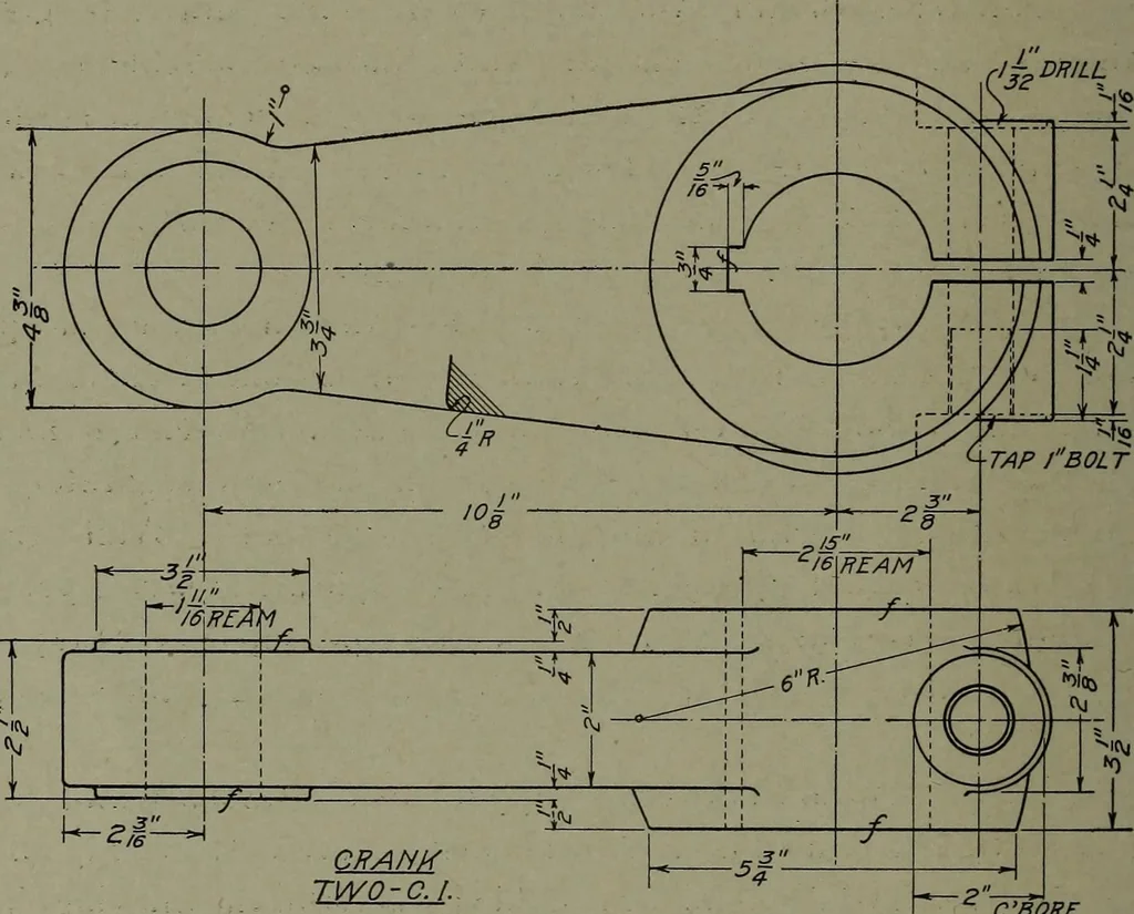 An illustration from Machine drawing; a practical guide to the standard methods of graphical representation of machines, including complete detail drawings of a duplex pump and of a direct-current generator, 1914, leaf 51