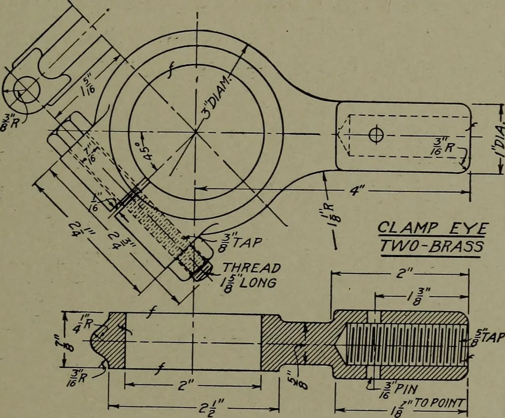 An illustration from Machine drawing; a practical guide to the standard methods of graphical representation of machines, including complete detail drawings of a duplex pump and of a direct-current generator, 1914, leaf 56