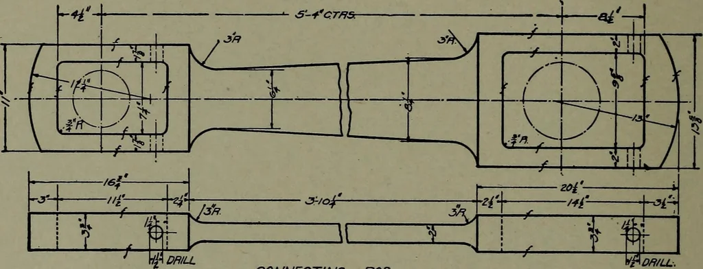 An illustration from Machine drawing; a practical guide to the standard methods of graphical representation of machines, including complete detail drawings of a duplex pump and of a direct-current generator, 1914, leaf 57
