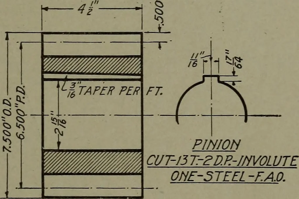 An illustration from Machine drawing; a practical guide to the standard methods of graphical representation of machines, including complete detail drawings of a duplex pump and of a direct-current generator, 1914, leaf 60