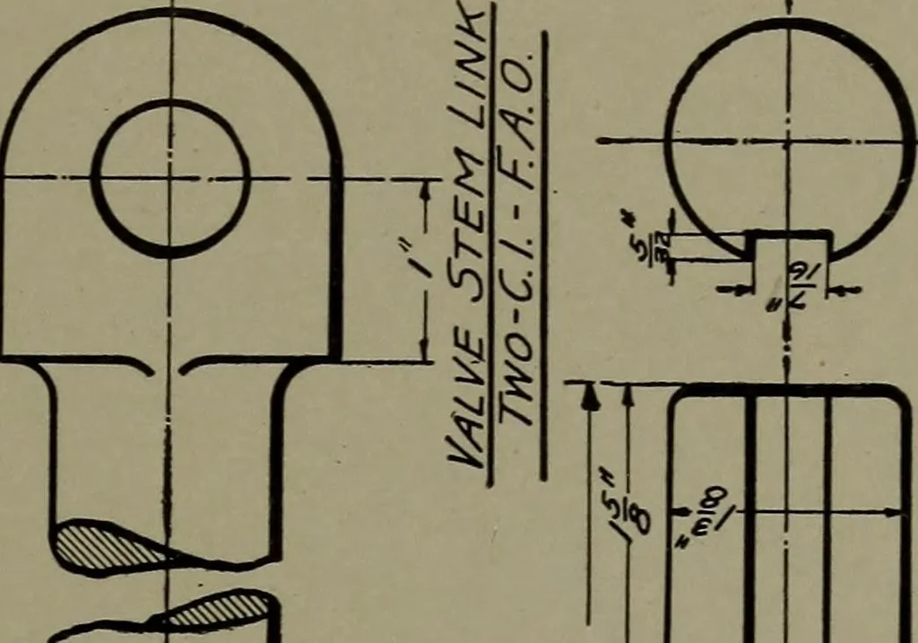 An illustration from Machine drawing; a practical guide to the standard methods of graphical representation of machines, including complete detail drawings of a duplex pump and of a direct-current generator, 1914, leaf 78