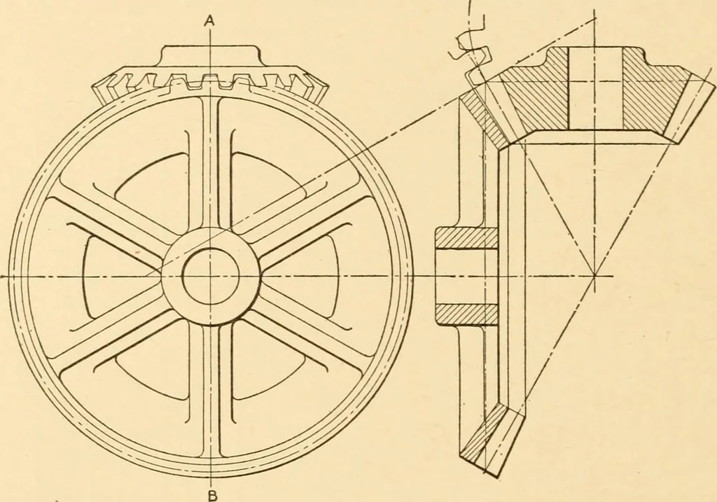 An illustration from Machine drawing; a text and problem book for technical students and draftsmen, 1921, leaf 129