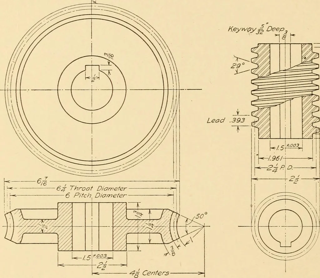 An illustration from Machine drawing; a text and problem book for technical students and draftsmen, 1921, leaf 131